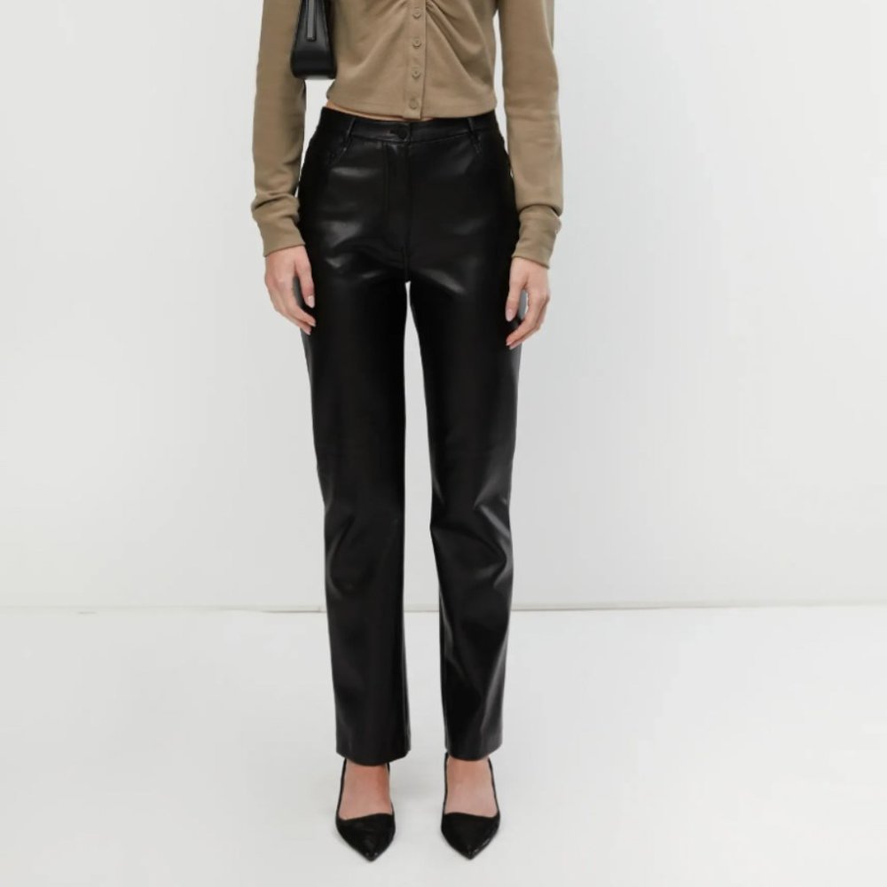 OAK + FORT SLIM FIT VEGAN LEATHER PANT sz4 NWOT